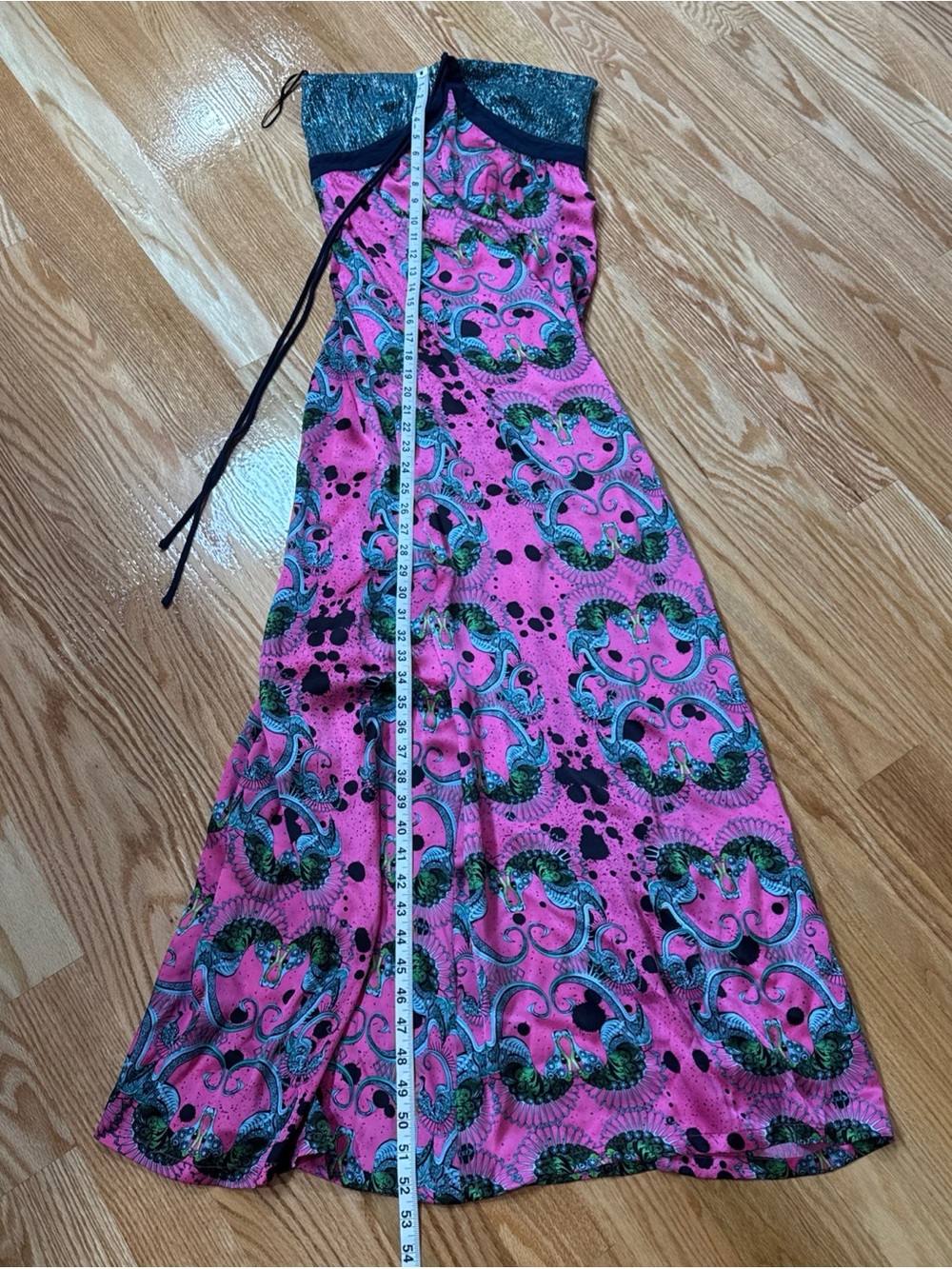Vintage Custo Barcelona Silk Maxi Dress Vibrant Seahorse W Size 2 Summer Spring - Picture 4 of 12